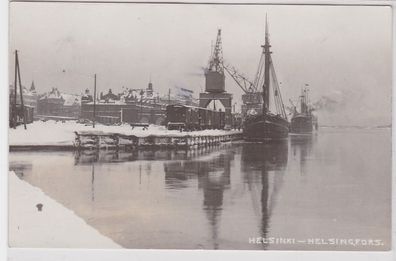 93092 Foto Ak Helsingfors Helsinki Hafen im Winter 1938