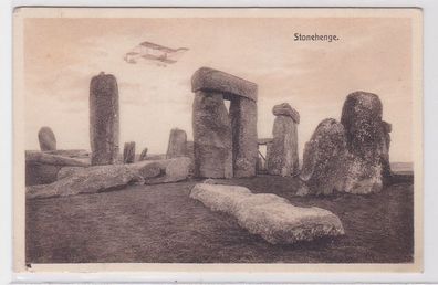82607 Ak Doppeldecker über Stonhenge bei Amesbury in Wiltshire, England 1924