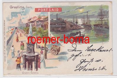 86135 Ak Lithografie Greeting from Port Said Ägypten um 1900