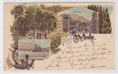 97165 Ak Lithographie Greetings from Capetown Adderley Street usw. um 1910
