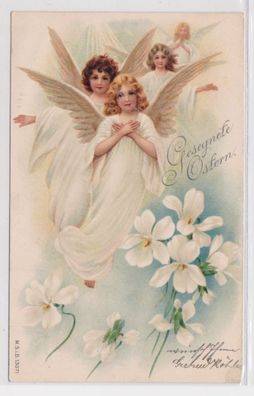 24119 Gesegnete Ostern Ak 4 Engel und Blumen 1902