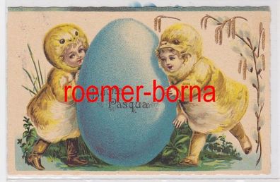 86230 Ak Ostern Buona Pasqua. Kinder im Küken-Kostüm mit Osterei 1933