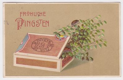 89989 Fröhliche Pfingsten Präge Ak Zigarrenschachtel mit Maikäfern 1913