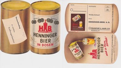 95898 Reklame Klapp Ak Frankfurt a.M. Henninger Bier in Dosen um 1940
