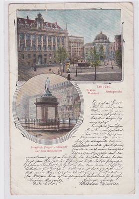 88286 AK Leipzig - Grassimuseum, Amtsgericht, Friedrich August-Denkmal 1902