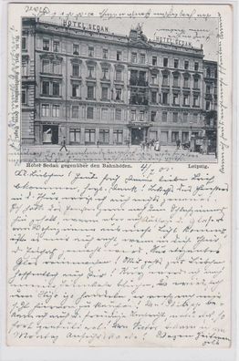 88388 AK Leipzig - Hotel Sedan gegenüber den Bahnhöfen 1901