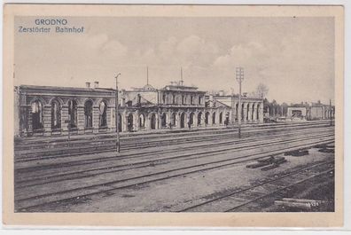 69347 AK Grodno Hrodna Belarus - Zerstörter Bahnhof um 1915