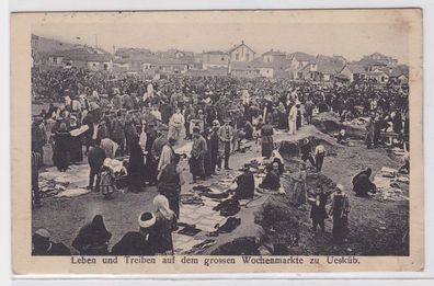 79285 Feldpost Ak Leben und Treiben auf dem großen Wochenmarkte zu Uesküb 1917