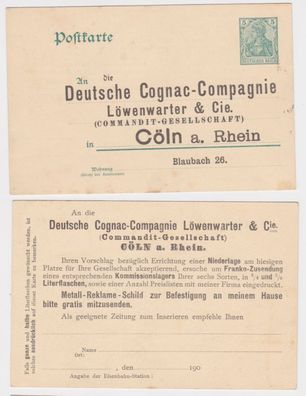03934 DR Ganzsache Postkarte P64 Zudruck dt. Cognac-Compagnie Löwenwarter Cöln