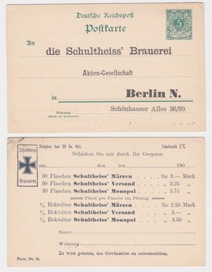 05597 DR Ganzsachen Postkarte P36 Zudruck Schultheiss' Brauerei AG Berlin