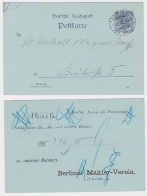 10794 DR Ganzsachen Postkarte P40 Zudruck Berliner Makler-Verein 1900