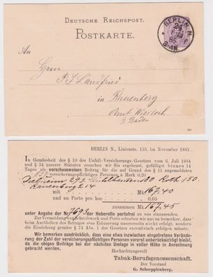 13737 DR Ganzsachen Postkarte P12 Zudruck G. Schoepplenberg Tabak Berlin 1885