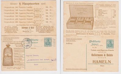 15101 DR Ganzsachen Postkarte P92 Zudruck Gellermann & Holste GmbH Hameln 1911