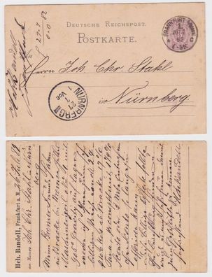 19313 DR Ganzsachen Postkarte P10 Zudruck Hch. Bandell Frankfurt am Main 1882