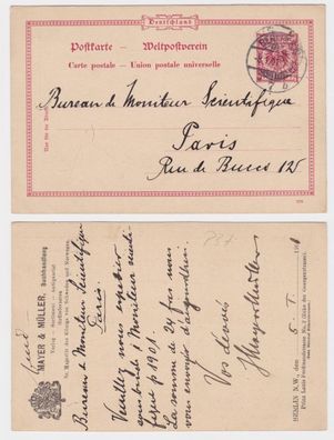 19446 DR Ganzsache Postkarte P37 Zudruck Mayer & Müller Buchhandlung Berlin 1901