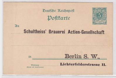 24465 DR Ganzsachen Postkarte P36 Zudruck Schultheiss' Brauerei AG Berlin
