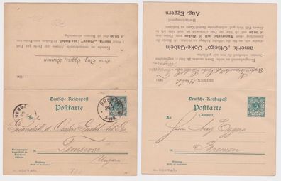 30923 DR Ganzsache Postkarte P22 Zudruck A. Eggers Otsego Coke-Gabeln Bremen 1890