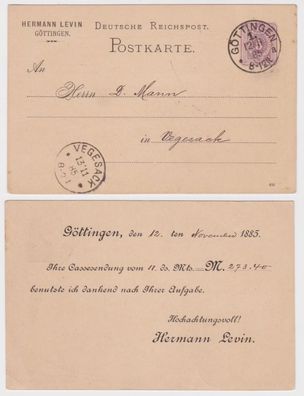 32865 DR Ganzsachen Postkarte P12 Zudruck Hermann Levin Göttingen 1885