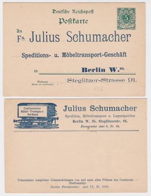 33765 Ganzsachen Postkarte P36 Zudruck Julius Schumacher Möbeltransport Berlin