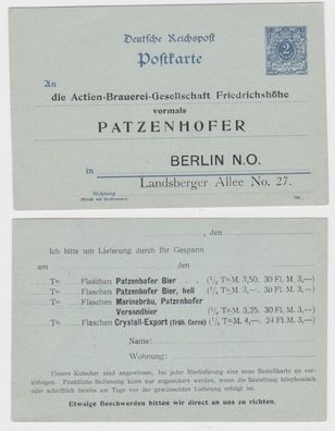 34998 DR Ganzsache Postkarte P40 Zudruck Actien-Brauerei Friedrichshöhe Berlin