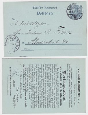 37612 DR Ganzsachen Postkarte P51 Zudruck Verein ehemaliger 24er Berlin 1902