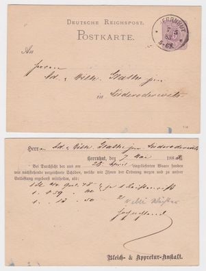 48692 Ganzsachen Postkarte P12 Zudruck Bleich- & Appretur-Anstalt Herrnhut 1883