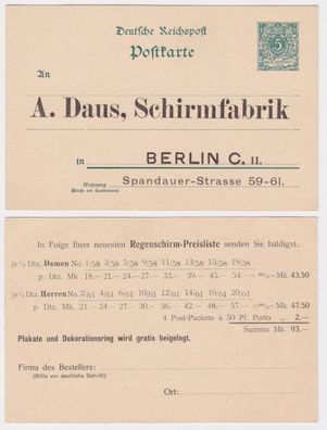 57469 DR Ganzsachen Postkarte P36 Zudruck A. Daus Schirmfabrik Berlin