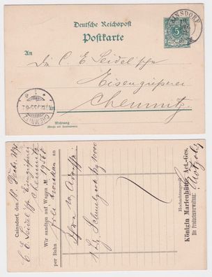 60292 DR Ganzsachen Postkarte P36 Zudruck Königin Marienhütte AG Cainsdorf 1895