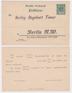 63579 DR Ganzsachen Postkarte P36 Zudruck Verlag Dagobert Timar Berlin