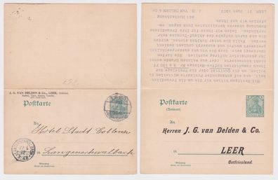 67014 Ganzsache Postkarte P67 Zudruck J.G. van Delden & Co Leer Ostfriesland 1902