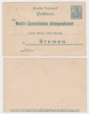 68295 DR Ganzsachen Postkarte P50 Zudruck Wendt's Cigarrenfabrik AG Bremen