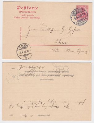 69621 DR Ganzsachen Postkarte P65 Zudruck Karlsruher Lebensversicherung 1905