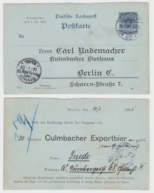 70208 DR Ganzsache Postkarte P40 Zudruck C. Rademacher Kulmbacher Bierhaus Berlin