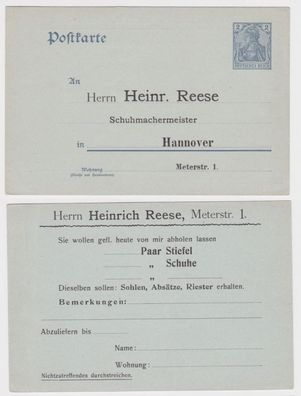 70794 Ganzsachen Postkarte P63 Zudruck Heinr. Reese Schuhmachermeister Hannover
