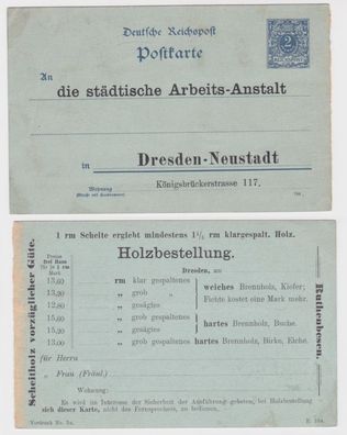 71896 DR Ganzsachen Postkarte P40 Zudruck städtische Arbeits-Anstalt Dresden