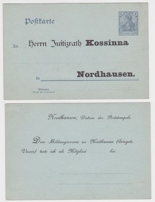 72787 DR Ganzsachen Postkarte P57Y Zudruck Justizrath Kossinna Nordhausen