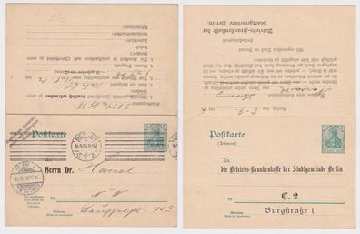 73043 DR Ganzsachen Postkarte P67 Zudruck Betriebs-Krankenkasse Stadtgem. Berlin