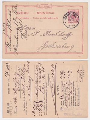 73387 Ganzsachen Postkarte P37 Zudruck Rud. Blass Spedition Hamburg 1893
