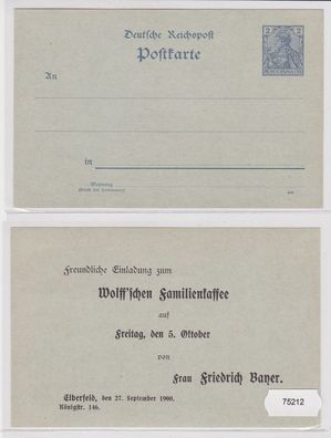 75212 DR Ganzsachen Postkarte P44 Zudruck Friedrich Bayer Elberfeld 1900