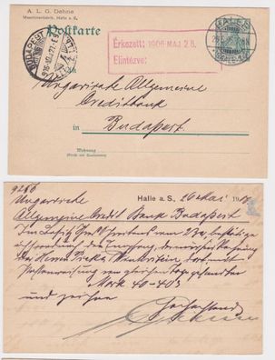 76083 Ganzsachen Postkarte P50 Zudruck A.L.G. Dehne Maschinenfabrik Halle 1906