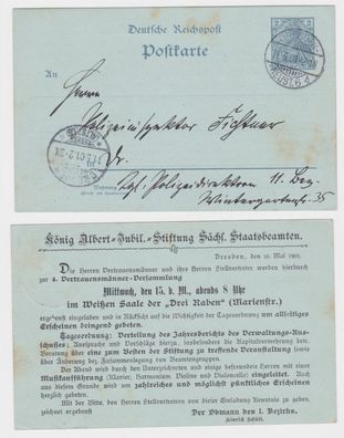 77505 DR Ganzsachen Postkarte P44I Zudruck König Albert Jubil. Stiftung Dresden