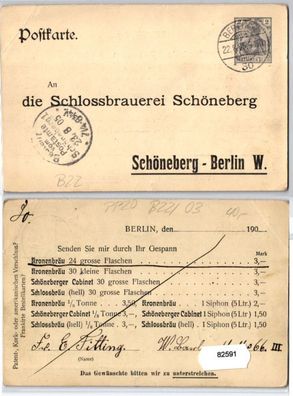 82591 DR Privatganzsache PP20/ B22/03 Schlossbrauerei Schöneberg-Berlin 1905
