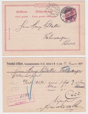 82930 DR Ganzsache Postkarte P53 Zudruck Fraenkel & Roer Berlin 1902