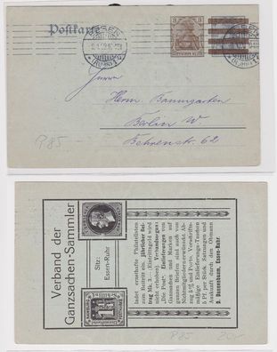 85198 Ganzsachen Postkarte P85 Zudruck Verband der Ganzsachen-Sammler Essen-Ruhr