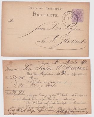 88033 DR Ganzsachen Postkarte P10 Zudruck Quittung Ochtrup 1878