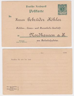 88327 Ganzsachen Postkarte P20 Zudruck Gebrüder Köhler Brennholz Nordhausen 1899