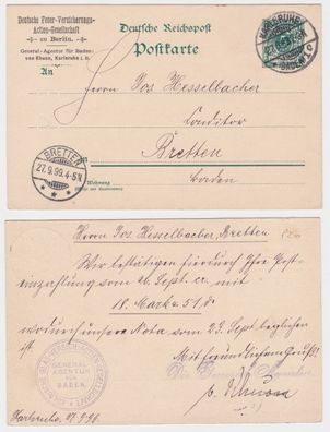 89459 DR Ganzsachen Postkarte P36 Zudruck Deutsche Feuer-Versicherungs AG Berlin