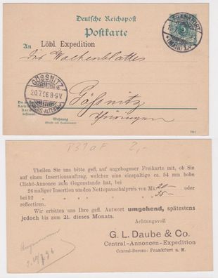 92518 DR Ganzsachen Postkarte P31A Zudruck G.L. Daube & Co. Expedition Frankfurt