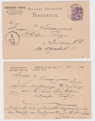 93934 Ganzsachen Postkarte P12 Zudruck Chemische Fabrik E. Schering Berlin 1885