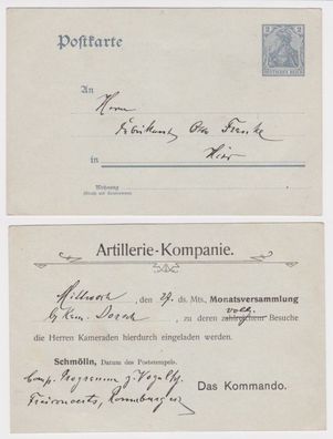 93978 DR Ganzsachen Postkarte P63 Zudruck Artillerie-Kompanie Schmölln